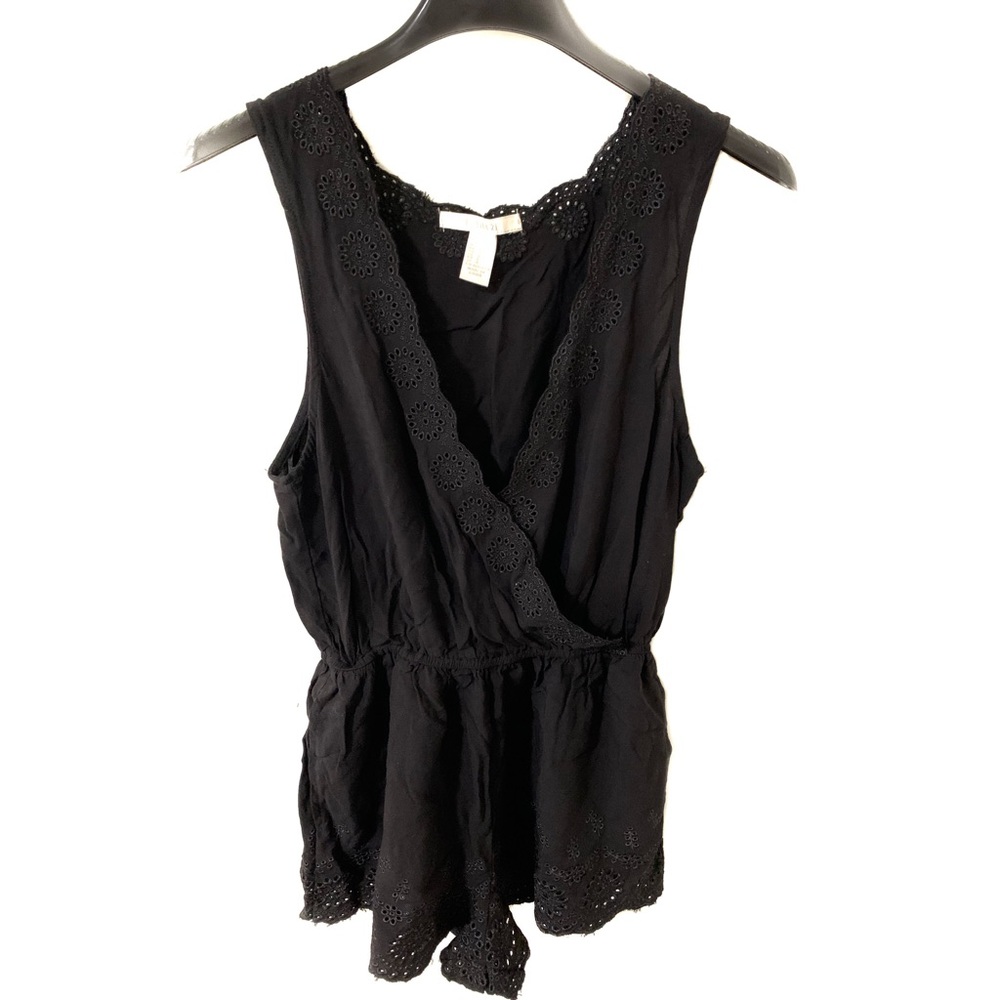 Forever 21 Floral Surplice Crochet Trim Romper